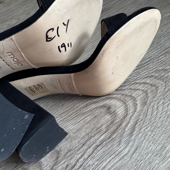 Maje Black Fariaz Suede Rhinestone Buckle Heels size 38 - Picture 9 of 9